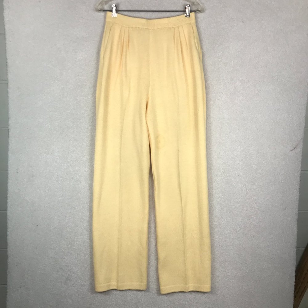 Vintage St. John Pants Womens 6 Yellow Knit Classic Grandma Quiet Luxury
